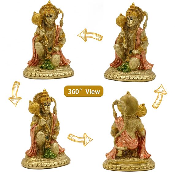 alikiki Hindu-mythologische Ramayana-Hanuman-AFFE – Indische Gottesstatue, östliche Erleuchtung, Anhänger von Lord Rama Altar Skulptur – Indien Home Puja Tempel Mandir Buddha Dekor