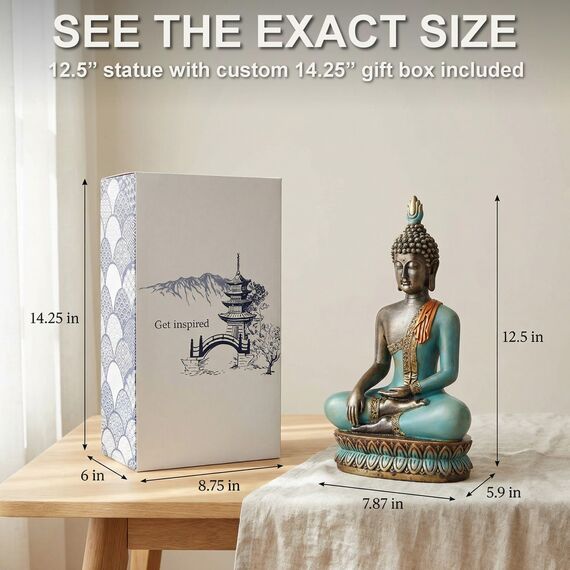25DOL Buddha-Statuen für zu Hause, 33 cm, Buddha-Statue (Der Moment der Erleuchtung) Sammlerstücke und Figuren, Meditationsdekoration, Yoga-Zen-Dekor, Hindu- und Ostasiatische Dekoration
