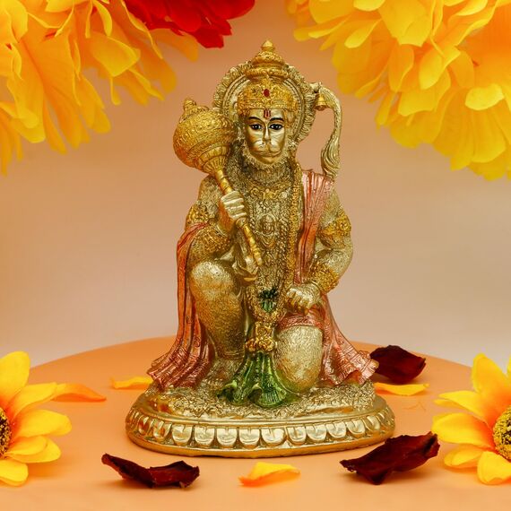 alikiki Hindu-mythologische Ramayana-Hanuman-AFFE – Indische Gottesstatue, östliche Erleuchtung, Anhänger von Lord Rama Altar Skulptur – Indien Home Puja Tempel Mandir Buddha Dekor