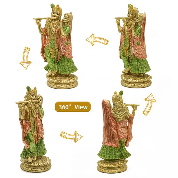 alikiki Hinduistisches Idol Radha Krishna Statue – indische Göttin Figur Murti Pooja Artikel Home Office Tempel Mandir Puja Artikel Indien Buddha Diwali Hochzeitsgeschenke Meditation Altar Schrein Kit
