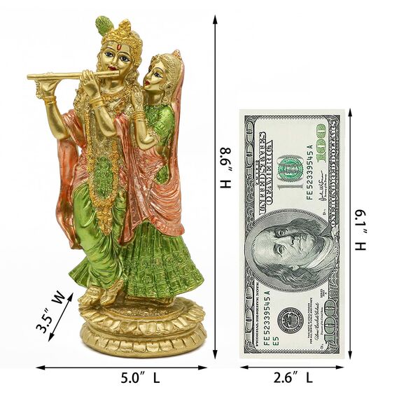 alikiki Hinduistisches Idol Radha Krishna Statue – indische Göttin Figur Murti Pooja Artikel Home Office Tempel Mandir Puja Artikel Indien Buddha Diwali Hochzeitsgeschenke Meditation Altar Schrein Kit