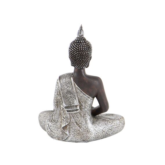 Deco 79 Polystone Buddha-Skulptur, meditierende Heimdekoration, Statue mit gravierten Schnitzereien und Reliefdetails, Akzentfigur, 15,2 x 10,2 x 20,3 cm, Schwarz
