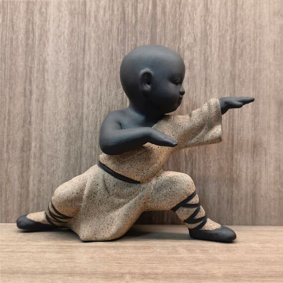 Pevfeciy Buddha Figur,Kung Fu Mönch Statuen,Zen Tischdeko Dekoration,Feng Shui DekoFiguren,Teetablett Ornamente,Desktop Deko Skulptur für Innen