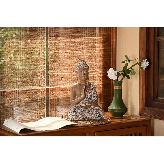 TERESA'S COLLECTIONS Buddha Figur, 36.5cm Harz sitzende Budda Dekofigur für Haus, Büro, Garten, Wetterfest Frostsich Feng Shui Skulptur Deko Statue für Balkon Terrasse Geschenke