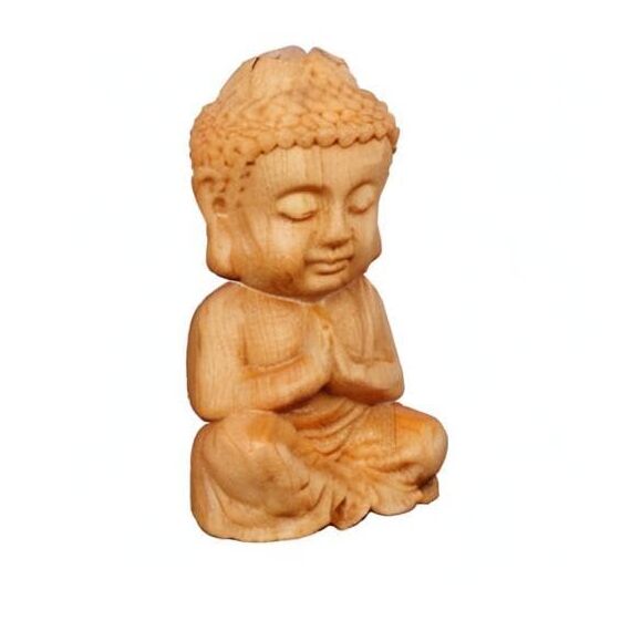 DMtse Buddha-Statue, handgeschnitzt, Naturholz, religiöse, buddhistische Buddha-Skulptur