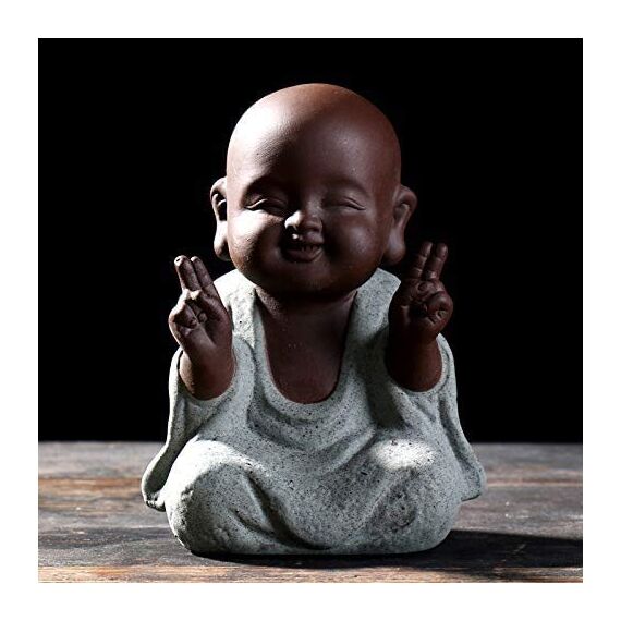 Kleine niedliche Buddha-Statue aus Keramik Mönch-Figur kreative Baby-Bastelpuppen Ornamente Geschenk chinesische zarte Keramikkunst und Handwerk