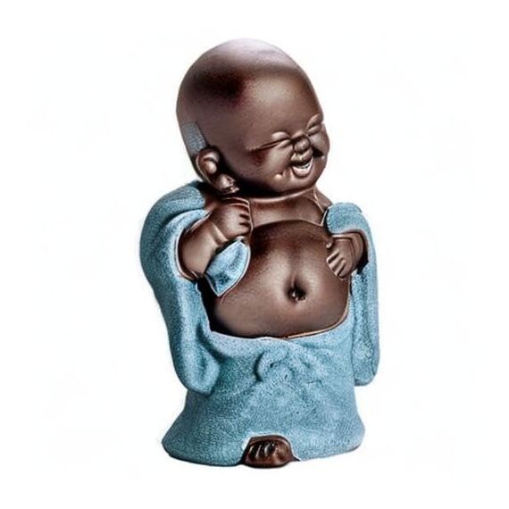 Kingzhuo Kleine süße Buddha-Statue aus Keramik, Mönch-Figur, kreative Baby-Bastelpuppen, Ornamente, Geschenk, klassische chinesische feine Keramik, Tee-Zubehör, 10 cm hoch (6x10 cm)