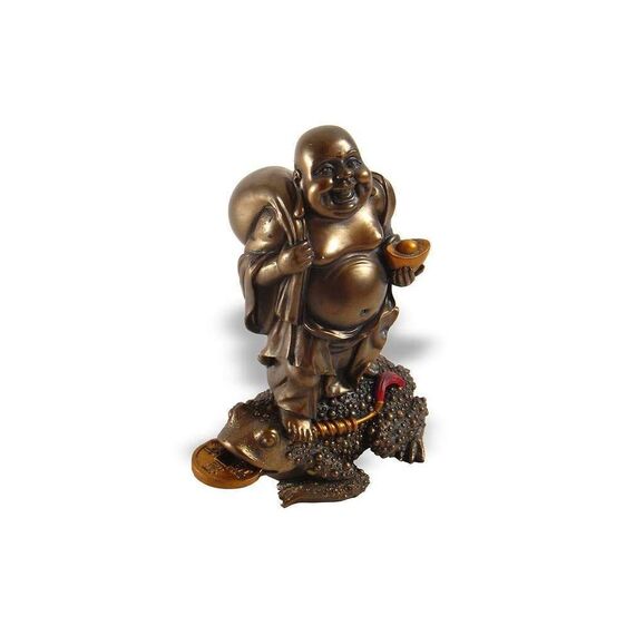 lachineuse - Feng Shui lachende Buddha-Statue - 13 cm bronzefarben - Zen und Glücksdekoration - Chinesisches Dekoobjekt für den Innenbereich - Geschenkidee China Asien Viel Glück