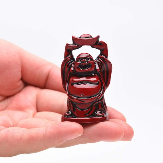 Brabud Lachender Buddha-Figuren, Kunstharz, 5,1 cm, Rot, 6 Stück