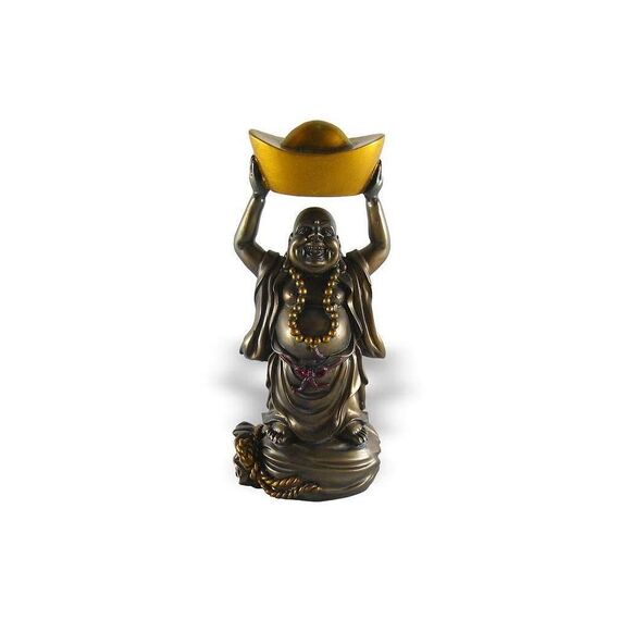 Lachineuse - Lachender Buddha-Figur Reichtum & Wohlstand – Buddha-Statue, 16 cm, Farbe Bronze – Feng Shui – Deko-Objekt Zen Chinesisch für Wohnzimmer Büro – Geschenkidee China Asien Glücksbringer