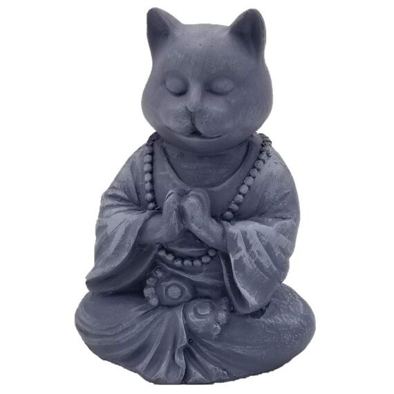 RK Collections Buddha-Katzenstatue in meditierender Katzenfigur-Pose für Zen-Katzen-Gedenkstätte oder spirituelles Dekor. Dhyana Mudra Pose Yoga. Meditierendes Kätzchen.