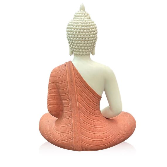 Houlu 30,5 cm Keramik-Buddha-Statue, sitzender Buddha, meditierend, sitzend, Buddha-Figur für Zuhause, Büro, Garten, Innen/Außen – Rot