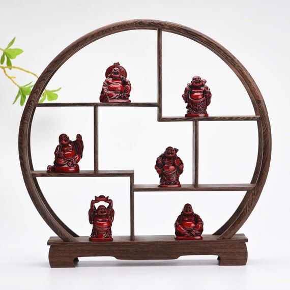 Brabud Lachender Buddha-Figuren, Kunstharz, 5,1 cm, Rot, 6 Stück