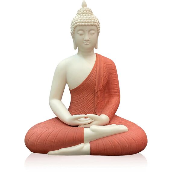 Houlu 30,5 cm Keramik-Buddha-Statue, sitzender Buddha, meditierend, sitzend, Buddha-Figur für Zuhause, Büro, Garten, Innen/Außen – Rot