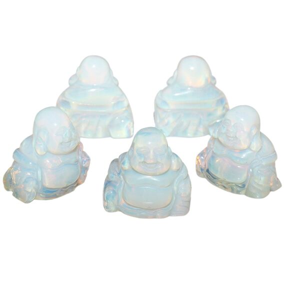 SUNYIK Opalite, handgeschnitzte Happy Buddha-Statue, Taschenproben, Kugel, Dekoration, 3,8 cm
