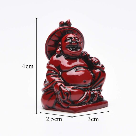 Brabud Lachender Buddha-Figuren, Kunstharz, 5,1 cm, Rot, 6 Stück
