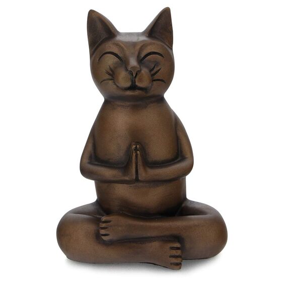 Buddha Groove Meditierende Namaste Katze Zen betende Statue, mehrere Farben (Antike Bronze)