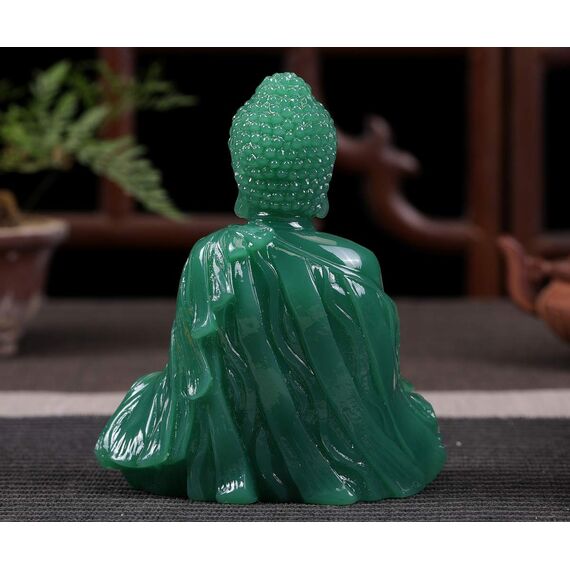 Seyee-bro Meditative sitzende Buddha-Statue – thailändische sitzende Buddha-Figur – Synthetische Jade-Buddha-Skulptur für Zuhause und Außendekoration