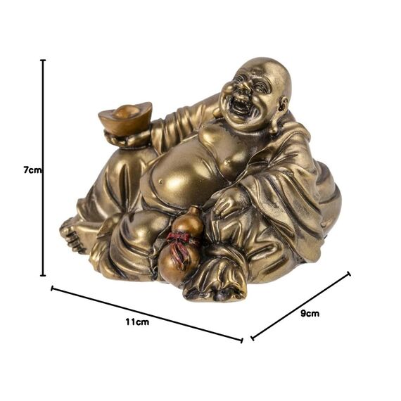 lachineuse - Buddha-Statue Glück & Wohlstand – Buddha-Statue 11 cm bronzefarben – Feng-Shui Dekoration – chinesisches Zen-Dekorationsobjekt für Wohnzimmer, Büro – Geschenkidee China Asien bringt Glück
