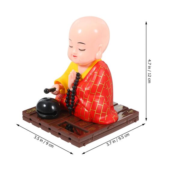 FAVOMOTO Kleiner Mönch Figur Solar Kopf Spielzeug Lustiges Auto Schütteln Kopf Spielzeug Chinesischer kleiner Buddha Mönch Statue Auto Armaturenbrett Ornament Home Dekorationen
