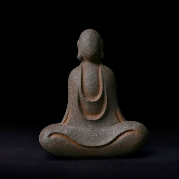 Daisylily Buddha-Statue ohne Gesicht, massives Gusseisen, für drinnen und draußen, Zen-Dekor für spirituelle Raummeditation