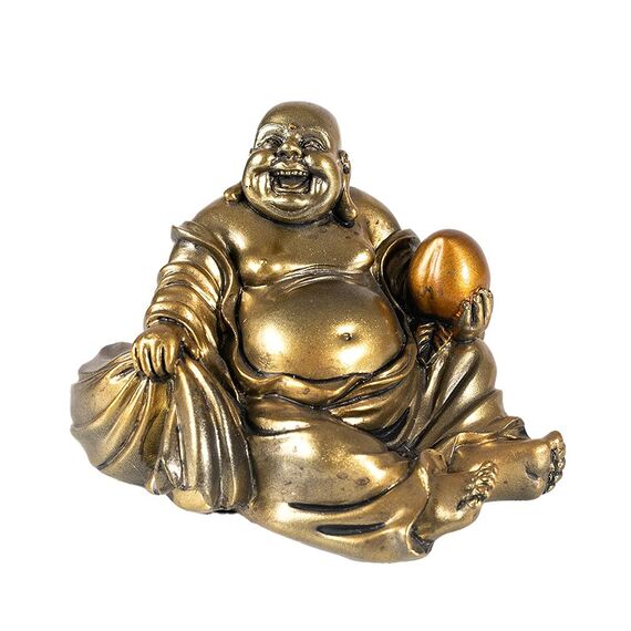 lachineuse - Sitzende lachende Buddha-Statue - 10 cm große Buddha-Statue aus Bronze - Chinesisches Deko-Objekt für Inneneinrichtung, Wohnzimmer, Büro - China Asien Geschenkidee