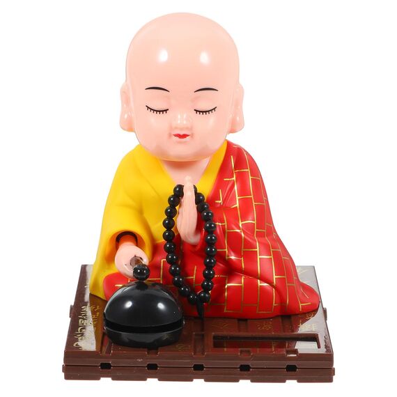 FAVOMOTO Kleiner Mönch Figur Solar Kopf Spielzeug Lustiges Auto Schütteln Kopf Spielzeug Chinesischer kleiner Buddha Mönch Statue Auto Armaturenbrett Ornament Home Dekorationen