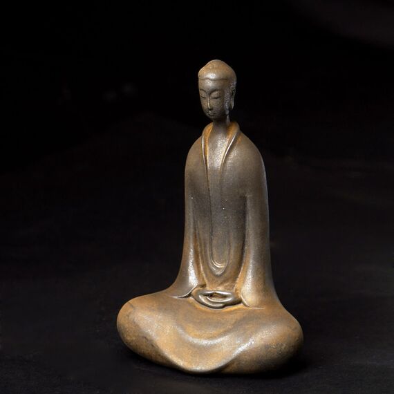 Daisylily Buddha-Statue, Gesichtslose Buddha-Statue, massives Gusseisen, Indoor/Outdoor, Zen-Dekor für Meditation und spirituellen Raum