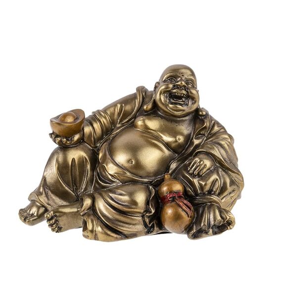 lachineuse - Buddha-Statue Glück & Wohlstand – Buddha-Statue 11 cm bronzefarben – Feng-Shui Dekoration – chinesisches Zen-Dekorationsobjekt für Wohnzimmer, Büro – Geschenkidee China Asien bringt Glück