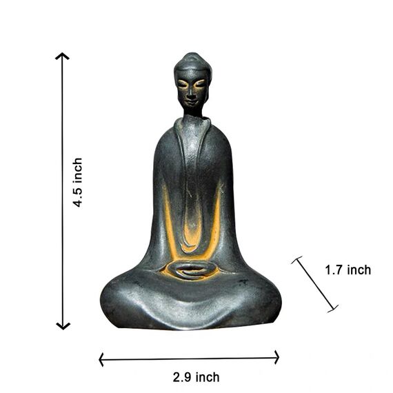 Daisylily Buddha-Statue, Gesichtslose Buddha-Statue, massives Gusseisen, Indoor/Outdoor, Zen-Dekor für Meditation und spirituellen Raum