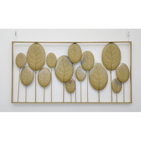 Dekoleidenschaft 3D Wandbild Blätter aus Metall in schwarz/weiß, 136x70 cm, Wanddeko, Wandschmuck