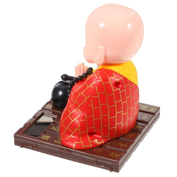 FAVOMOTO Kleiner Mönch Figur Solar Kopf Spielzeug Lustiges Auto Schütteln Kopf Spielzeug Chinesischer kleiner Buddha Mönch Statue Auto Armaturenbrett Ornament Home Dekorationen
