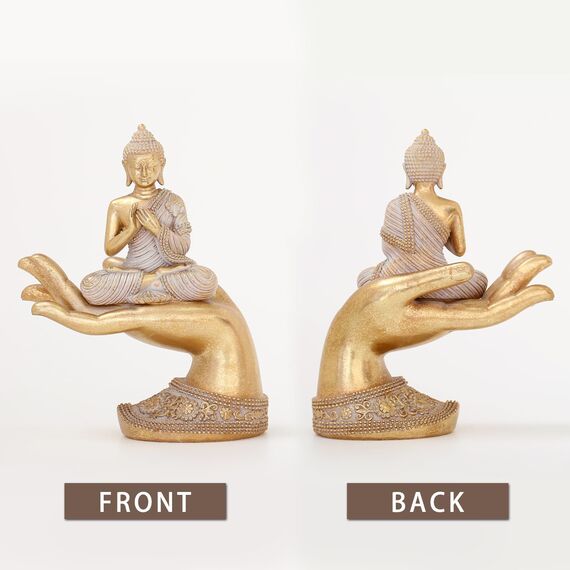 Buddha-Statue für Heimdekoration, goldfarben, 22,1 cm, Buddha-Statuen für Zen-Dekor, Buddha-Statue, groß für spirituelle Buddha-Dekoration für Wohnzimmer, Buddha, Geschenk für Entspannung, Meditation