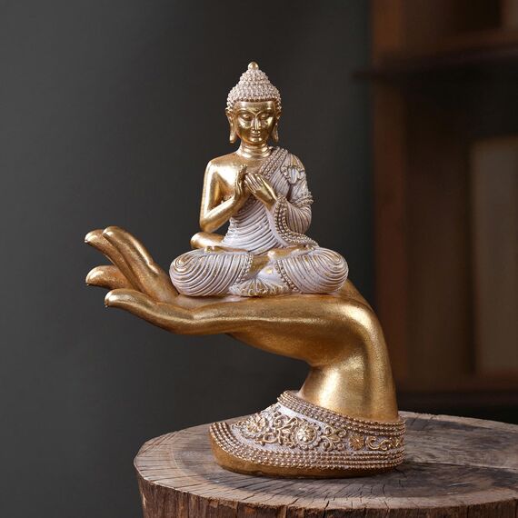 Buddha-Statue für Heimdekoration, goldfarben, 22,1 cm, Buddha-Statuen für Zen-Dekor, Buddha-Statue, groß für spirituelle Buddha-Dekoration für Wohnzimmer, Buddha, Geschenk für Entspannung, Meditation