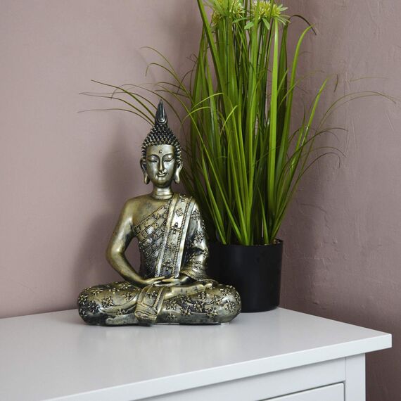 INtrenDU Buddha Figur groß 40cm meditierend Buddhismus Dekoration für die Wohnung