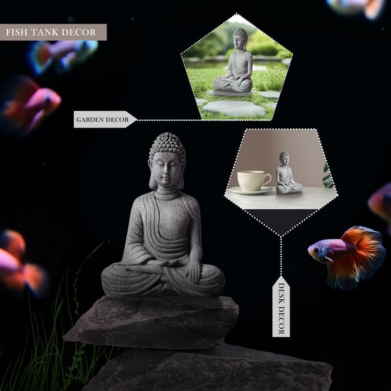 Buddha-Statuen, Buddah-Statute, meditierende Statute, Buda-Statue, Zen-Meditation, Naturstein, handgefertigt für Meditation, Yoga, Fisch, Aquarium, spiritueller Zen-Garten, Feng Shui Chakra Heilung