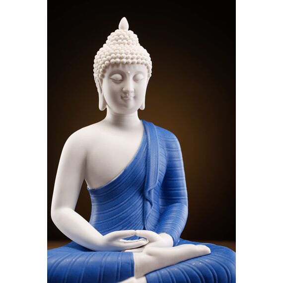 Houlu Keramik-Buddha-Statuen für Heimdekoration, kleine Buddha-Dekoration, Statue für drinnen und draußen, Blau