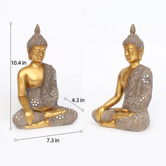 Suoedd Buddha-Statue für Heimdekoration – Gold 26,4 cm – Buddha-Statuen für Zen-Dekor – spirituelle Dekoration – Geschenk für den Innenbereich