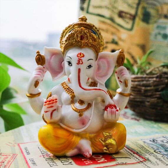 Hindu-Lord Ganesha Idol – Indien Gott Ganesha Statue Diwali Geschenke indische Puja Artikel Home Temple Mandir Pooja Dekor Auto Dekor Indische Hochzeit Diwali Geburtstagsgeschenke Yoga Zimmer Altar