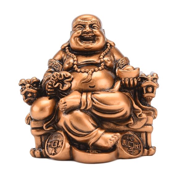 Chinesische Kunsthandwerk, Kunstharz, lachender Buddha, sitzend auf Drachen-Stuhl Skulptur Reichtum Glücksstatue Heimdekoration Geschenk
