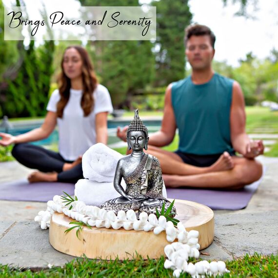 25DOL Buddha-Statuen für Zuhause 18,5 cm Buddha-Statue (Die letzte Meditation) Sammlerstücke Figuren Meditation, spirituelles Wohnzimmer, Yoga Zen Dekor Hindu- und Ostasiatische Dekoration
