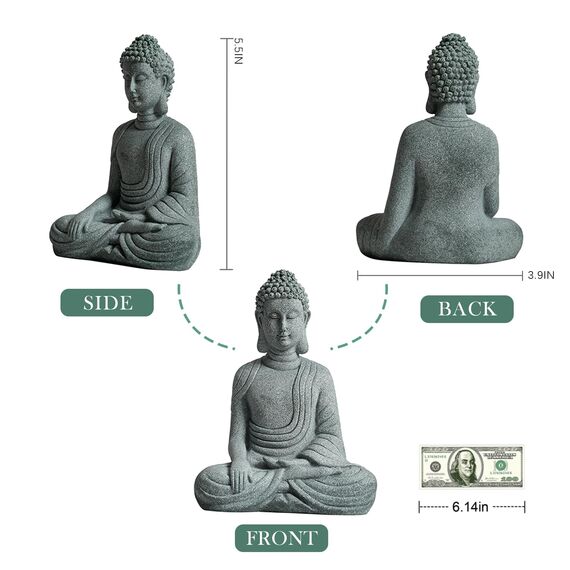 Buddha-Statuen, Buddah-Statute, meditierende Statute, Buda-Statue, Zen-Meditation, Naturstein, handgefertigt für Meditation, Yoga, Fisch, Aquarium, spiritueller Zen-Garten, Feng Shui Chakra Heilung