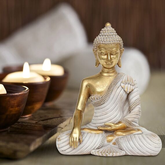 Suoedd Goldene Buddha-Statue, 26,7 cm – großer Indoor-Buddha für Heimdekoration, Zen, Wohnzimmer und Meditation
