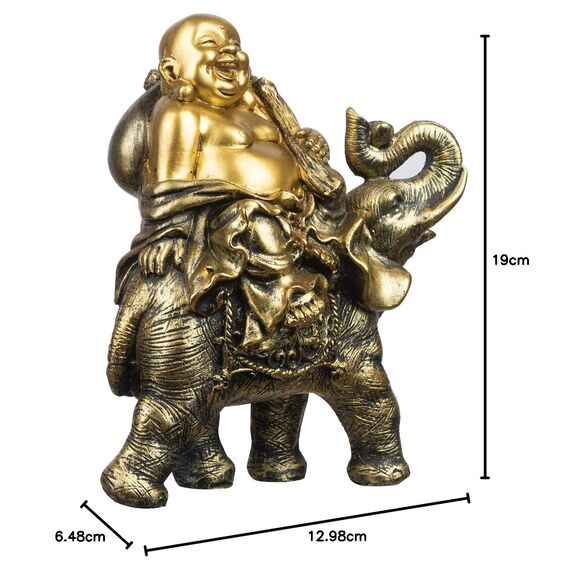Feng Shui handgefertigte Maitreya lachender Buddha-Statue, Yinasi lachender Buddha auf Elefant, Skulptur, Figur für Glück und Glück, Gott des Reichtums, Zuhause, Büro, Hotel, Tischdekoration