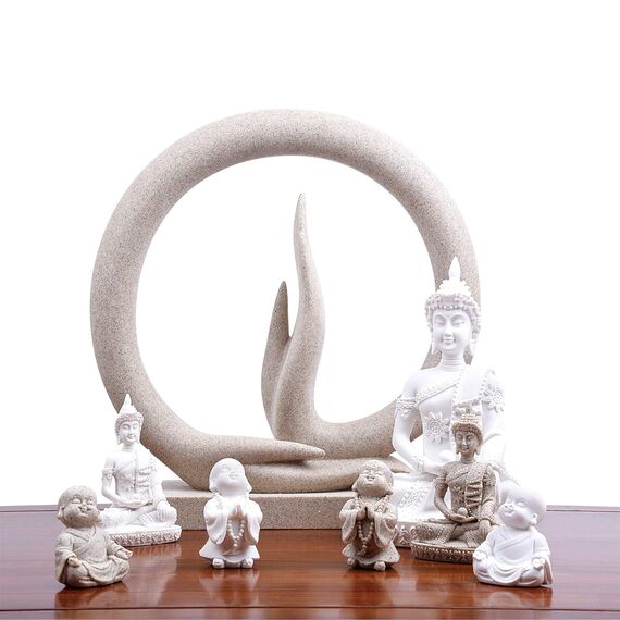 Carefree Fish Buddha-Handstatue, Wüstensandstein, Yoga-Dekoration, The Art of Minimalism, wertvolle Kollektion (massiv, 3 kg)