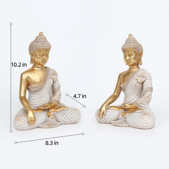 Suoedd Goldene Buddha-Statue, 26,7 cm – großer Indoor-Buddha für Heimdekoration, Zen, Wohnzimmer und Meditation