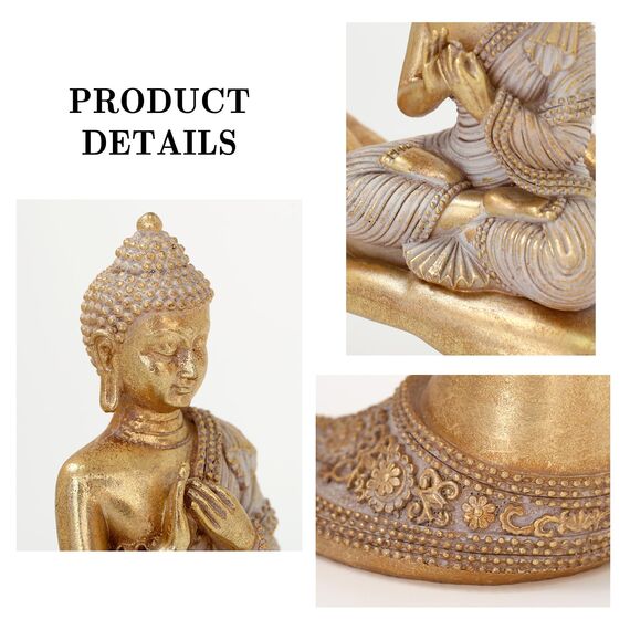Buddha-Statue für Heimdekoration, goldfarben, 22,1 cm, Buddha-Statuen für Zen-Dekor, Buddha-Statue, groß für spirituelle Buddha-Dekoration für Wohnzimmer, Buddha, Geschenk für Entspannung, Meditation