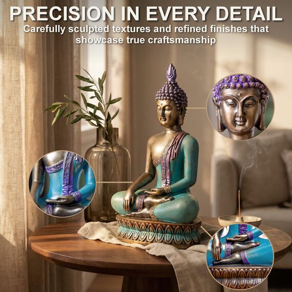 25DOL Buddha-Statuen für Zuhause 31,8 cm Buddha-Statue (Der Moment der Erleuchtung) Sammlerstücke und Figuren, Meditationsdekoration, spirituelle Wohnzimmer-Dekoration, Yoga-Zen-Dekor, hinduistisches