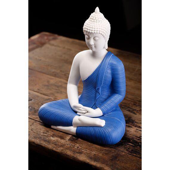 Houlu Keramik-Buddha-Statuen für Heimdekoration, kleine Buddha-Dekoration, Statue für drinnen und draußen, Blau