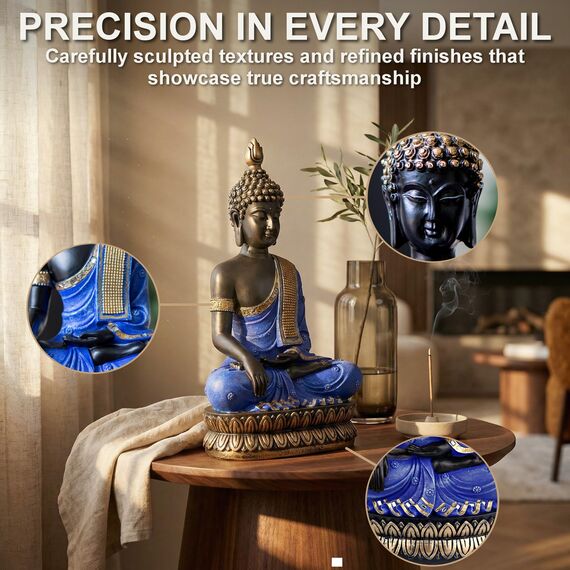 25DOL Buddha Statues for Home. 13" Buddha Statue (The Moment of Enlightenment). Collectibles and Figurines, Meditation Decor, Spiritual Living Room Decor, Yoga Zen Decor, Hindu and East Asian Décor